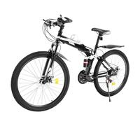 Elksften 26 Inch Folding Mountain Bike, 21 Speed Adult Foldable Bicycle with Dual Disc Brakes, Adjustable Seat All Terrain Bicycle for Teenagers And Adults, Unisex