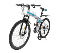 Elksften 26 Inch Folding Mountain Bike, 21 Speed Adult Foldable Bicycle with Dual Disc Brakes, Adjustable Seat All Terrain Bicycle for Teenagers And Adults, Unisex