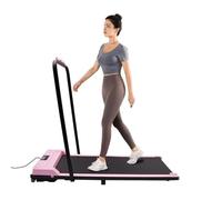 Elksften Folding Electric Treadmill, Under Desk Walking Pad with LED Display, Cell Phone Holder & Armrest, 3.0HP Silent Motor Running Machine for Home/Gym/Office, 100kg Load-Bearing, Pink