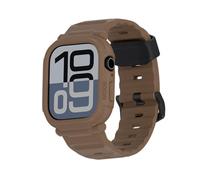 elkson Bands Case for Apple Watch Series 11 10 42mm for Men, Rugged Heavy Duty Bumper Tactical Strap Quattro Pro 2.0 Series for iWatch, Military Grade Durable Protective Cover, Shockproof, Tan