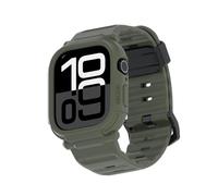 elkson Bands Case for Apple Watch Series 9 45mm SE 44mm Men, Rugged Heavy Duty Bumper Tactical Strap Quattro Pro 2.0 Series iWatch, Military Grade Durable Protective Cover, Shock Proof, Green