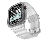 elkson for Apple Watch Band 41mm 40mm with Bumper Case, Quattro Pro Rugged Bands for Apple Watch SE 3/2/1 and iWatch Series 9/8/7/6/5/4 Cover, Sport Military Protective Cases Women, Translucent