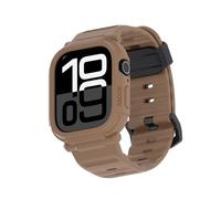 elkson Made for Apple Watch 10 Bumper Case Band 46mm Screen Protector Tempered Glass, Quattro Pro 2.0 Series Rugged for iWatch, Military Grade Durable Protective Cover, Shock Proof, Tan