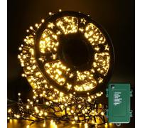 ELKTRY 1000LED 25M Christmas Lights Outdoor, Warm White Christmas Tree Lights Battery Operated with Timer,8 Modes Waterproof Christmas Lights for Christmas Party Wedding Garden Indoor Decoration