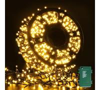 ELKTRY 1000LED 50M Outdoor Christmas Lights - Warm White Battery Operated with Timer, 8 Modes Waterproof for Christmas Party, Wedding, Garden & Indoor Decoration