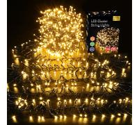 ELKTRY Christmas Cluster Lights,1000LED Warm White Christmas Tree Lights 10M,8 Modes&Memory Function with Dark Wire, Waterproof String Lights Outdoor,Indoor,Garden,Wedding