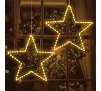 ELKTRY Christmas Star Window Lights,2 Super Big Stars 140 LEDs Christmas Window Hanging Lights Battery Powered with Hook, 8 Modes with Timer, Waterproof Xmas Window Decoration Lights Indoor Outdoor