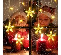 ELKTRY Christmas Star Window Lights Battery Powered, 5 Stars 36 LEDs Window Hanging Lights Xmas Decorations, 8 Flash Modes with Timer, IP44 Waterproof for Indoor Outdoor Home Bedroom Party
