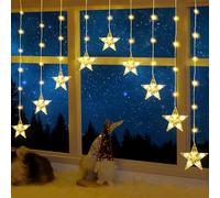 ELKTRY Christmas Window Lights Battery Powered, 9 Stars 76LEDs Window Hanging Lights, 144CM Xmas Decorations, 11 Flash Modes with Timer, IP65 Waterproof for Indoor Outdoor Home Bedroom Party