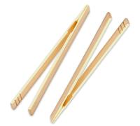 Elkuaie 2PCS Wooden Toaster Tongs, 7" Non-Slip, Bamboo, Light Brown, 26*11*1.2 cm