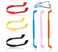 Elkuaie 6 PCS Silicone Glasses Straps, Non-slip Sports Glasses Straps, Comfortable and Durable, Suitable for Sports, Reading, Daily Use, Red,Yellow, Black, Orange, Sky Blue, Pink