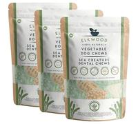 Elkwood 100% Natural Dog Dental Chew Treats (Medium, Sea Creature Shape) | Grain-Free, Low-Fat Sweet Potato Chews for Fresh Breath & Healthy Teeth | Hypoallergenic & Long-Lasting (160g, Pack of 3)