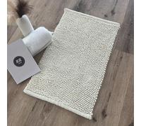 Ella, 100% Cotton, Artistic, Cotton Hand Woven Bathmat, Area Rug, Boho, Farmhouse, Modern, Cream, 50cm x 80cm