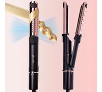 ELLA BELLA - 2 in 1 Hair Straightener and Air Curler - Titanium Flat Iron Curling Iron in One • Cooling Air Vent to Effortlessly Lock in Style • Multiple