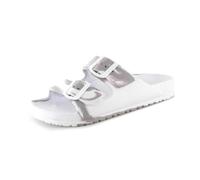 ella Childrens Sliders Sandals Kids Toddler Infant Pool Slides Summer Beach Holiday Lightweight EVA Buckle Slip Ons (White/Grey, UK Footwear Size System, Little Kid, Women, Numeric, Medium, 12)