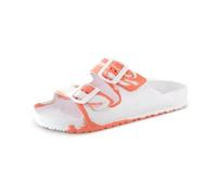 ella Childrens Sliders Sandals Kids Toddler Infant Pool Slides Summer Beach Holiday Lightweight EVA Buckle Slip Ons (White/Orange, UK Footwear Size System, Little Kid, Women, Numeric, Medium, 12)