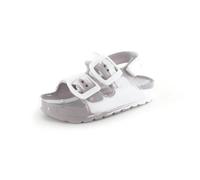ella Childrens Sliders Sandals Kids Toddler Infant Pool Slides Summer Beach Holiday Lightweight EVA Buckle Slip Ons (White/Grey, UK Footwear Size System, Toddler, Women, Numeric, Medium, 6)