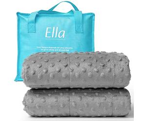 Ella Children's Weighted Blanket 2.4 kg 90x120 cm,Therapy Blanket for Stress Relief & Anxiety, Hypoallergenic Glass Beads, Soft & Cooling Cotton Outer Layer, for Children from 15-25 kg,Grey Minky