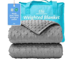 Ella Children's Weighted Blanket 3.2 kg 100x150 cm,Therapy Blanket for Stress Relief & Anxiety, Hypoallergenic Glass Beads, Soft & Cooling Cotton Outer Layer, for Children from 25-40 kg,Grey Minky