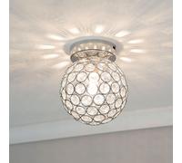 Ella Chrome Sphere Globe Jewel Flush Ceiling Light ValueLights Silver One Size