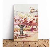 Ella Du Cane Cherry blossom at Chion in Temple Canvas Print 20x14 Inch