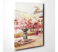Ella Du Cane Japanese Cherry Blossom at Chion-in Temple Canvas Print | Gallery Wrapped 30mm Frame Wall Art | 24x16 inches | Ready to Hang | Asian Floral Picture | Living Room Bedroom Lounge Office