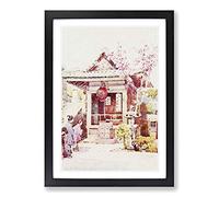 Ella Du Cane Japanese Oriental A Buddhist Shrine Framed Print | A2 Oak Framed Wall Art | Ready to Hang | Asian Nature Picture | Living Room Bedroom Lounge Office