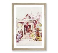 Ella Du Cane Japanese Oriental A Buddhist Shrine Framed Print | A2 Oak Framed Wall Art | Ready to Hang | Asian Nature Picture | Living Room Bedroom Lounge Office