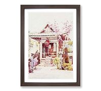 Ella Du Cane Japanese Oriental A Buddhist Shrine Framed Print | A2 Walnut Framed Wall Art | Ready to Hang | Asian Nature Picture | Living Room Bedroom Lounge Office