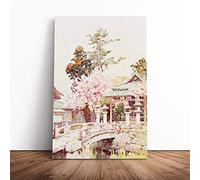 Ella Du Cane Japanese Oriental A shrine at Kyomidzu Asian | Canvas Wall Art Print | Framed & Ready to Hang Picture | Modern Home Decor for Living Room, Bedroom, Kitchen or Office | 20x14 Inches