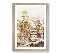 Ella Du Cane Japanese Oriental an Old Garden Framed Print | A2 Oak Framed Wall Art | Ready to Hang | Asian Floral Picture | Living Room Bedroom Lounge Office