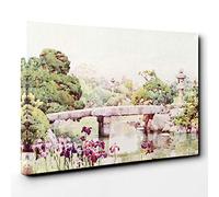 Ella Du Cane Japanese Oriental Satake Garden, Tokyo Canvas Print | Gallery Wrapped 30mm Frame Wall Art | 24x16 inches | Ready to Hang | Asian Floral Picture | Living Room Bedroom Lounge Office