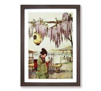 Ella Du Cane Japanese Oriental Tea-House Framed Print | A2 Walnut Framed Wall Art | Ready to Hang | Asian Food Picture | Living Room Bedroom Lounge Office