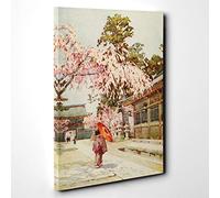 Ella Du Cane Japanese Oriental The drooping Cherry Canvas Print | Gallery Wrapped 30mm Frame Wall Art | 30x20 inches | Ready to Hang | Asian Still Life Picture | Living Room Bedroom Lounge Office