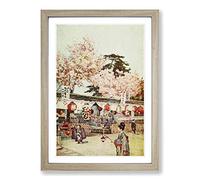 Ella Du Cane Japanese Oriental The Feast of The Cherry Blossoms Framed Print | A2 Oak Framed Wall Art | Ready to Hang | Asian Floral Picture | Living Room Bedroom Lounge Office