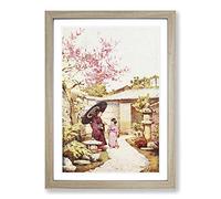 Ella Du Cane Japanese Oriental The Kobai Plum Blossom Framed Print | A2 Oak Framed Wall Art | Ready to Hang | Asian Floral Picture | Living Room Bedroom Lounge Office