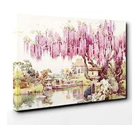 Ella Du Cane Japanese Oriental The Old Wisteria Canvas Print | Gallery Wrapped 30mm Frame Wall Art | 24x16 inches | Ready to Hang | Asian Picture | Living Room Bedroom Lounge Office