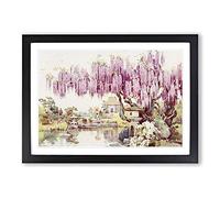 Ella Du Cane Japanese Oriental The Old Wisteria Framed Print | A2 Oak Framed Wall Art | Ready to Hang | Asian Floral Picture | Living Room Bedroom Lounge Office