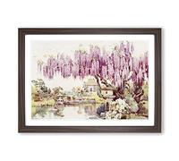 Ella Du Cane Japanese Oriental The Old Wisteria Framed Print | A2 Walnut Framed Wall Art | Ready to Hang | Asian Floral Picture | Living Room Bedroom Lounge Office