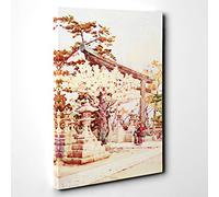 Ella Du Cane Japanese Oriental White Cherry at Kitano Canvas Print | Gallery Wrapped 30mm Frame Wall Art | 20x14 inches | Ready to Hang | Asian Still Life Picture | Living Room Bedroom Lounge Office