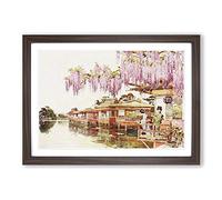 Ella Du Cane Japanese Oriental Wisteria Framed Print | A2 Walnut Framed Wall Art | Ready to Hang | Asian Floral Picture | Living Room Bedroom Lounge Office