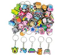 Ella & Emma 30/50/100 Bulk Different Keychains, Mixed Non-Repeat Cute Key Chain for Classroom Prizes Students Incentives Holiday Gifts Party Favors (50pcs Mixed)
