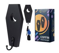 Ella & Emma Wall Mounted Coffin-Shaped Key Holder - Gothic Home Decor Wall Hanger with Hook - Wall Coffin Key Holder with Crescent Moon Cutout - Gothic & Spooky Halloween Decor for Home - 2 Pieces
