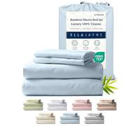 Ella Jayne Luxury 100% Viscose Bamboo Bed Sheet Set (4pc), Eco-Friendly & Cooling Bed Sheets, Organic Viscose Bamboo Sheets King & Queen Size, Queen Viscose Bamboo Sheets, Seafoam - Queen Size