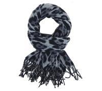 Ella Jonte Leopard Print Scarf Beige or Grey Black Autumn Winter Scarf Leo Animal Print, gray, One size