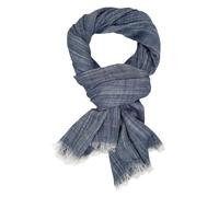 Ella Jonte Lightweight Wide Scarf Men's Scarf Grey or Blue Mottled Linen Look Cotton, blue, One Size