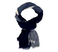 Ella Jonte Men's Scarf Blue White Cotton Lightweight Scarf Block Stripes, blue, One Size