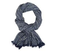 Ella Jonte Men's Scarf Blue White Scarf Cotton Viscose Maritime Stripes Unisex, blue, One Size