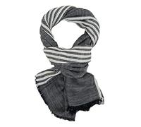 Ella Jonte Mens Striped Blue Red or Grey White Cotton Scarf, gray, One Size