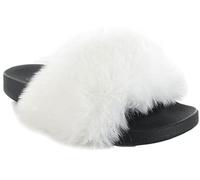 ella Ladies Faux Fur Slippers Sliders Fluffy Furry Super Soft Comfort Luxury Slip On Mules